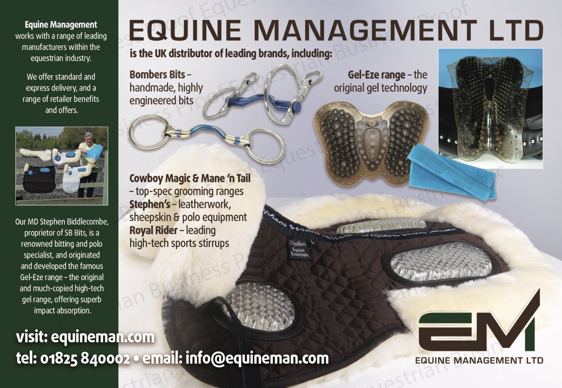 Equine Management Ltd is the UK distributor of leading brands
